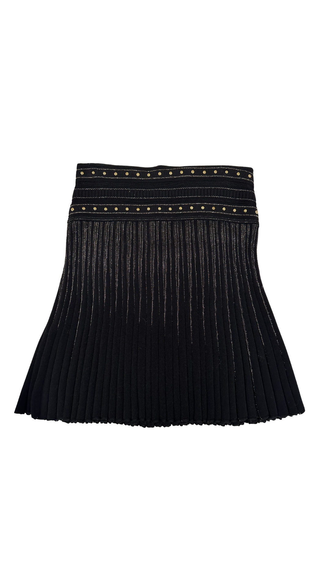 ROBERTO CAVALLI BLACK PLEATED SKIRT GOLD DETAIL