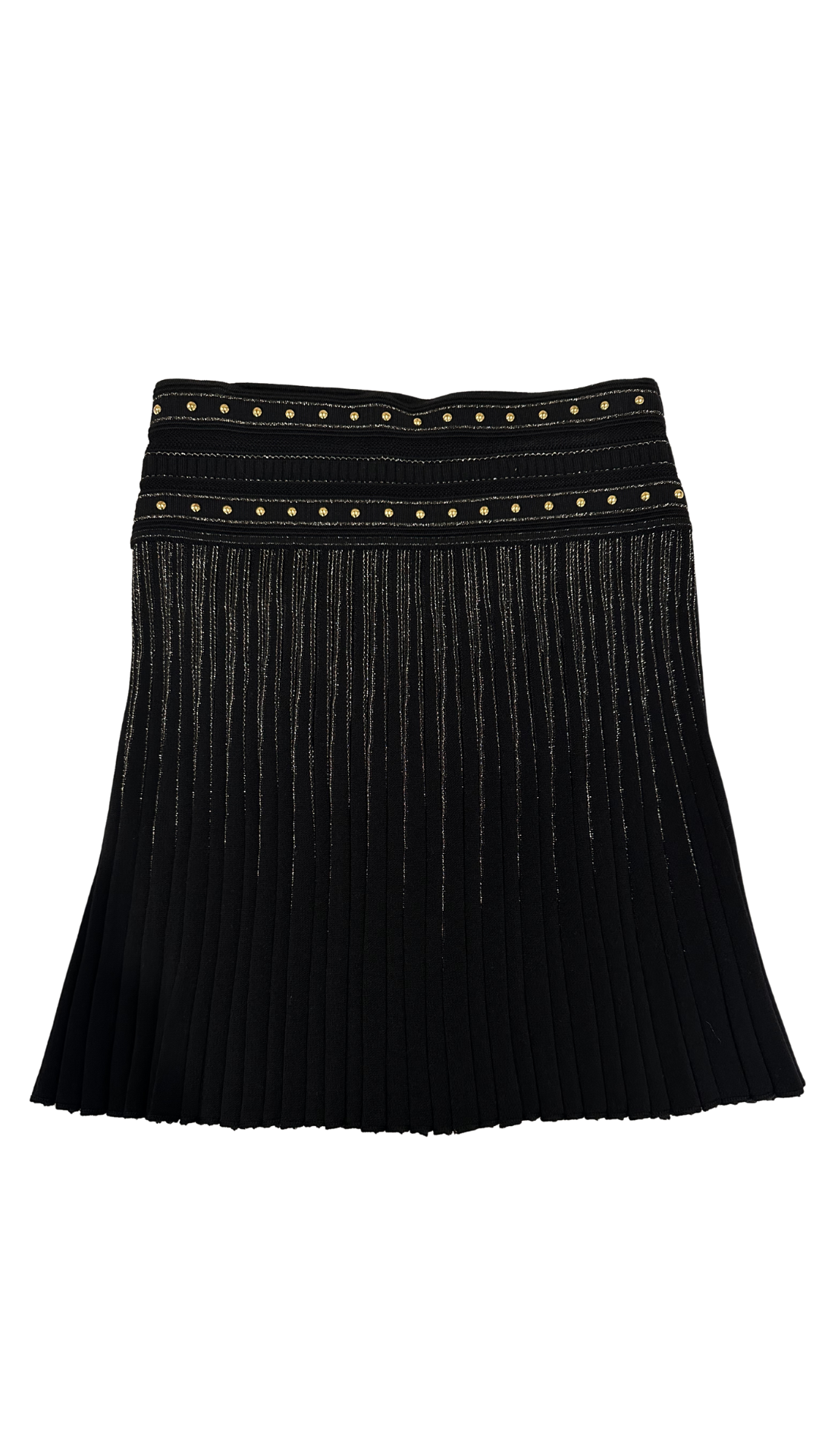 ROBERTO CAVALLI BLACK PLEATED SKIRT GOLD DETAIL