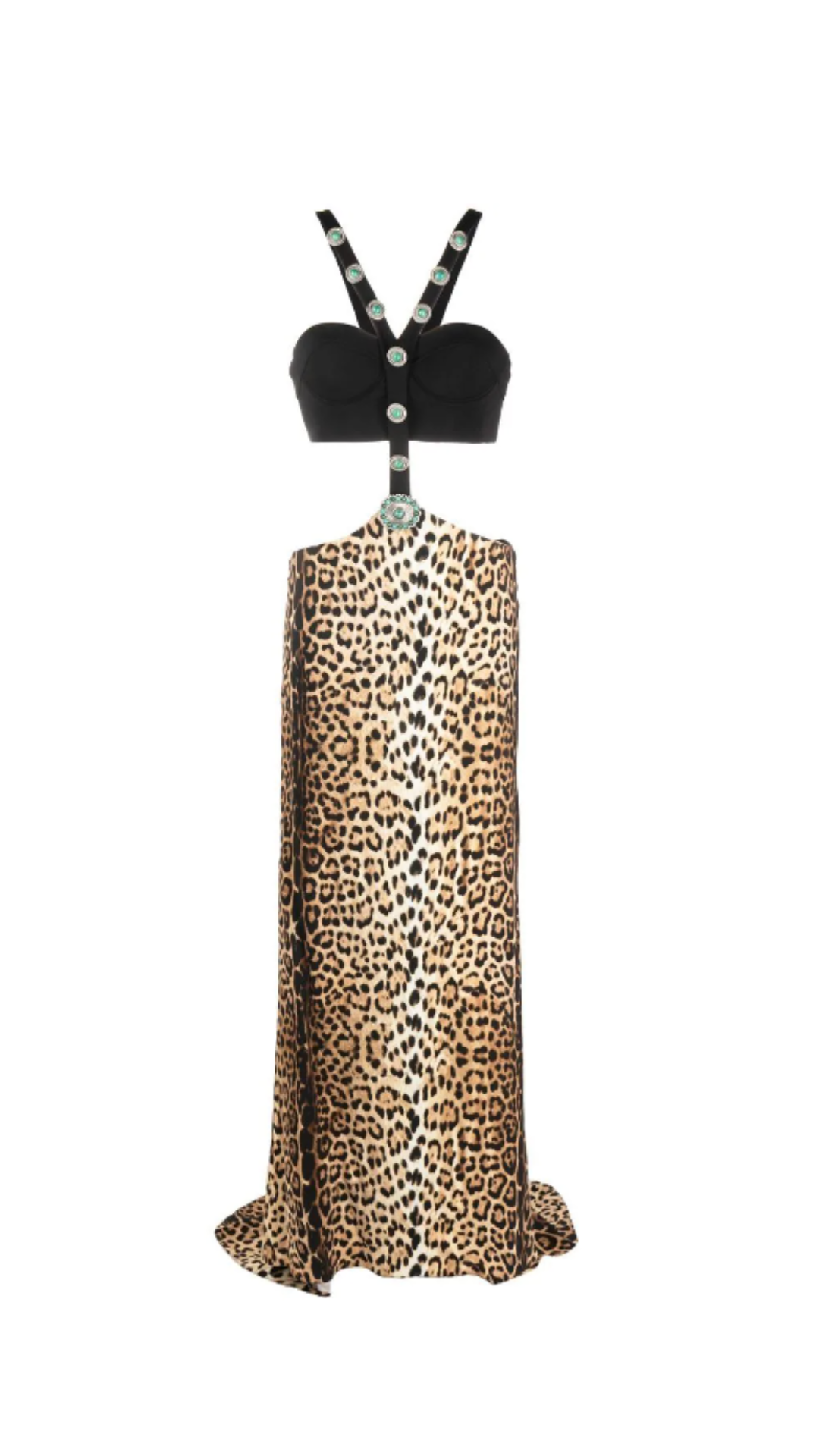 New With Tags: ROBERTO CAVALLI LEOPARD-PRINT PANELLED MAXI DRESS