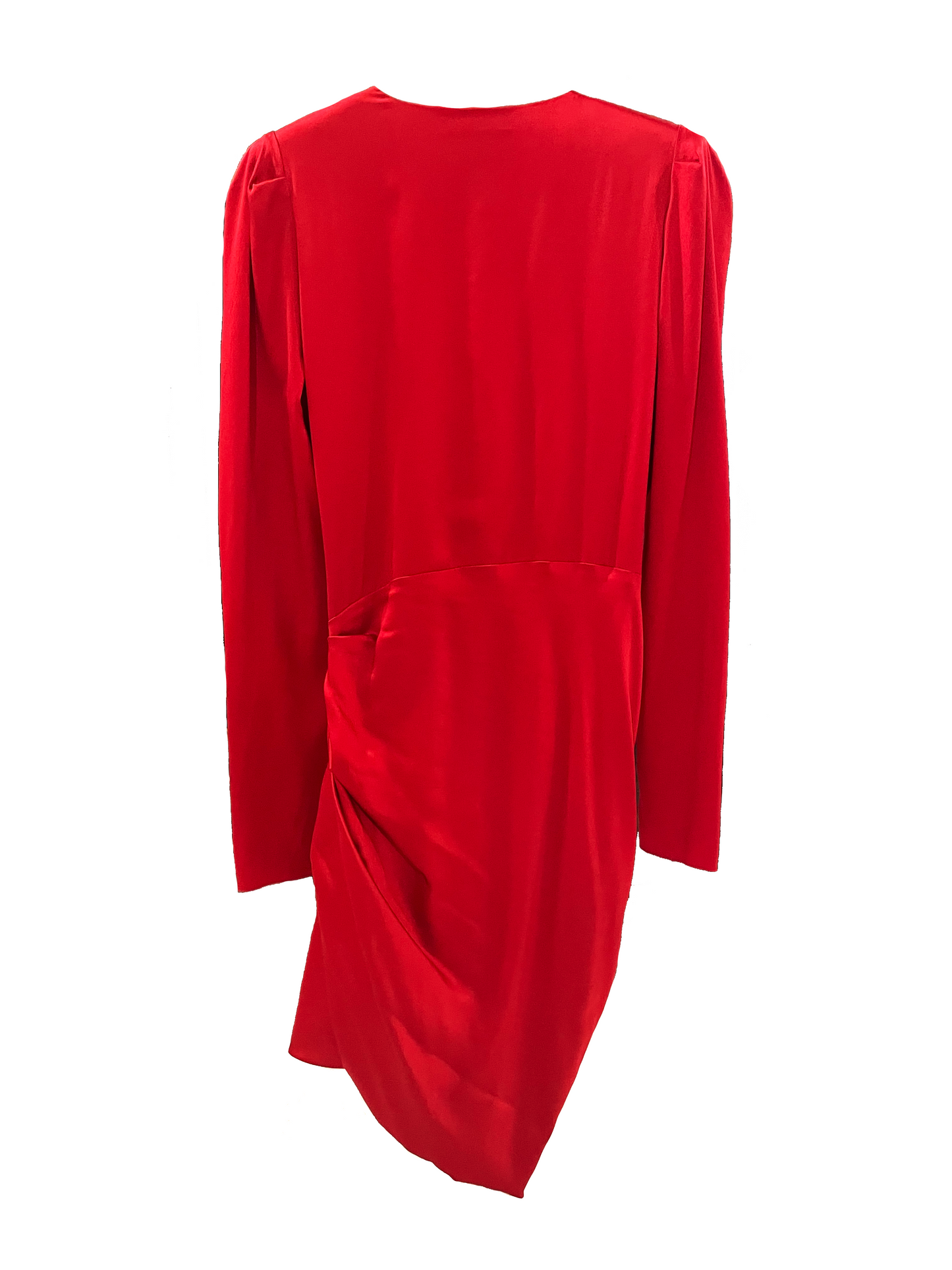ALEXANDRE VAUTHIER RED SATIN DRAPED DRESS