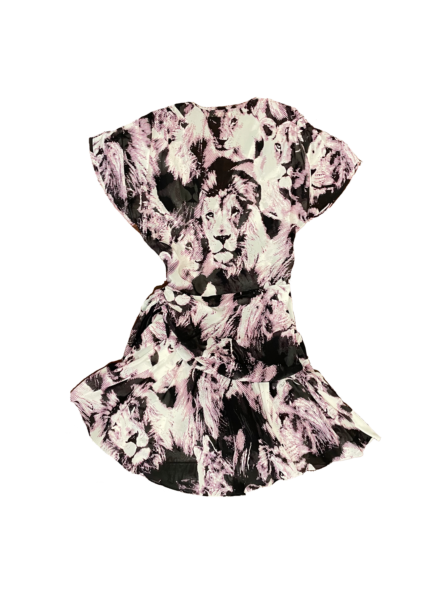 ROBERTO CAVALLI WRAP LION PRINT DRESS
