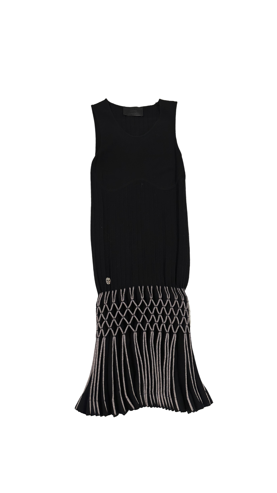 PHILIPP PLEIN KNIT PLEATED BLACK DRESS