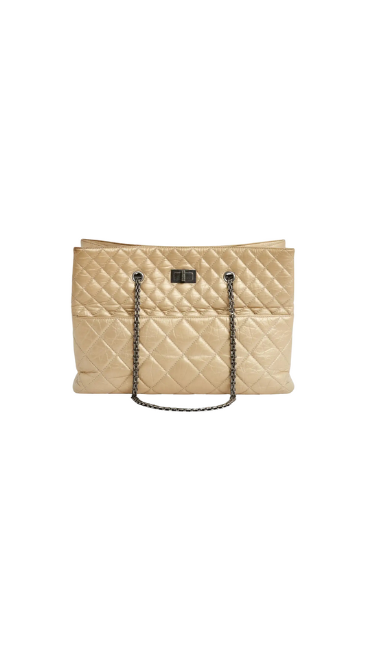Chanel Sac Cabas 2.55 Light Gold Tote Shoulder Bag