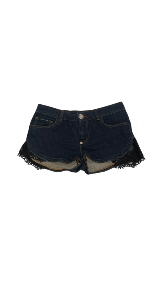 PHILIPP PLEIN DENIM & LACE SHORTS