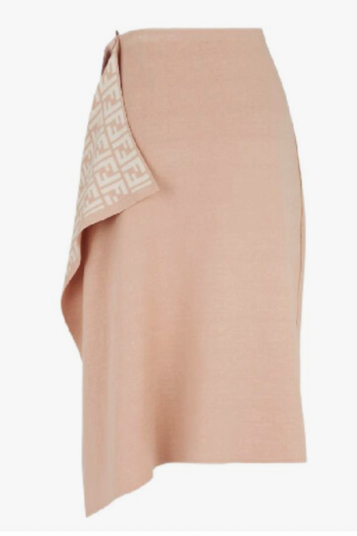 Fendi Logo Wrap Around Wool Skirt