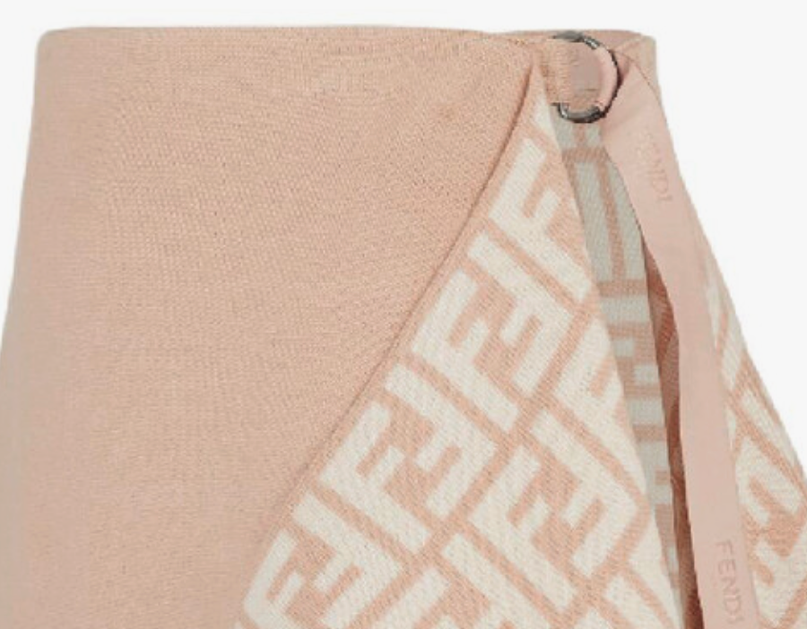 Fendi Logo Wrap Around Wool Skirt