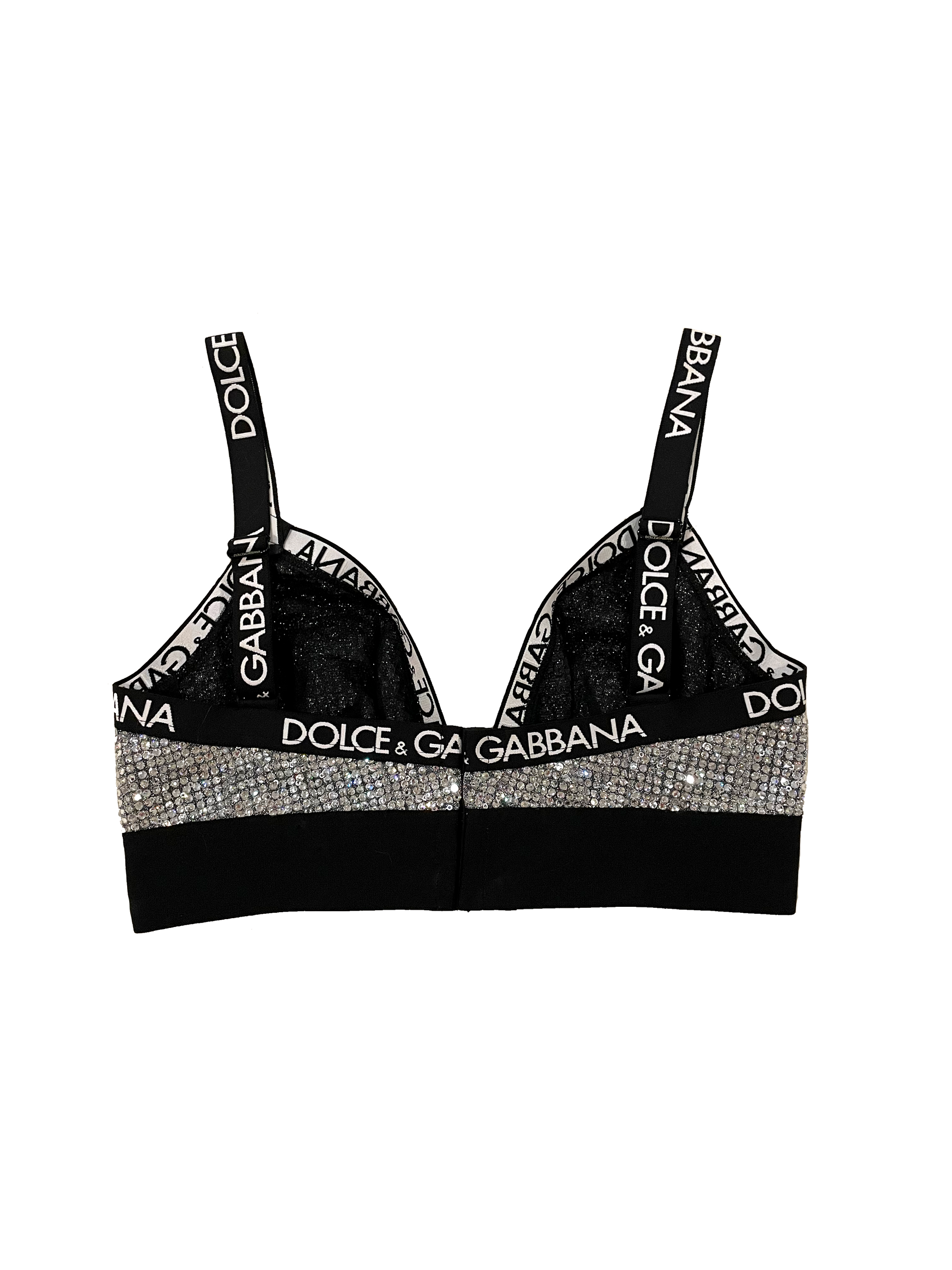 Crystal-embellished bra in silver - Dolce Gabbana
