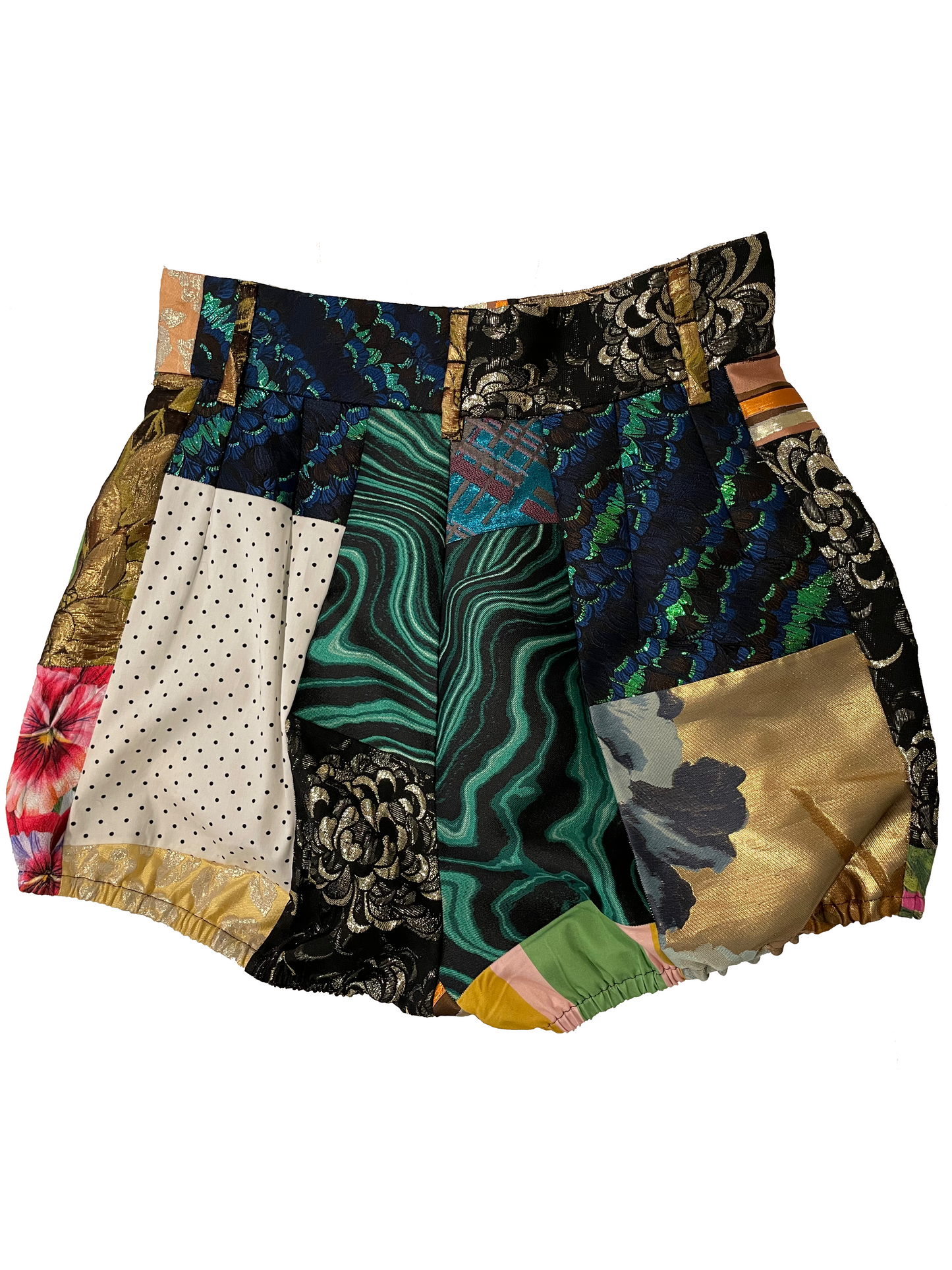 DOLCE & GABBANA BROCADE JACQUARD & PATCHWORK MINI SHORTS