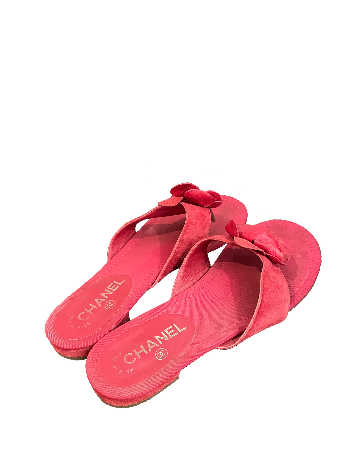 CHANEL PINK SUEDE SANDALS