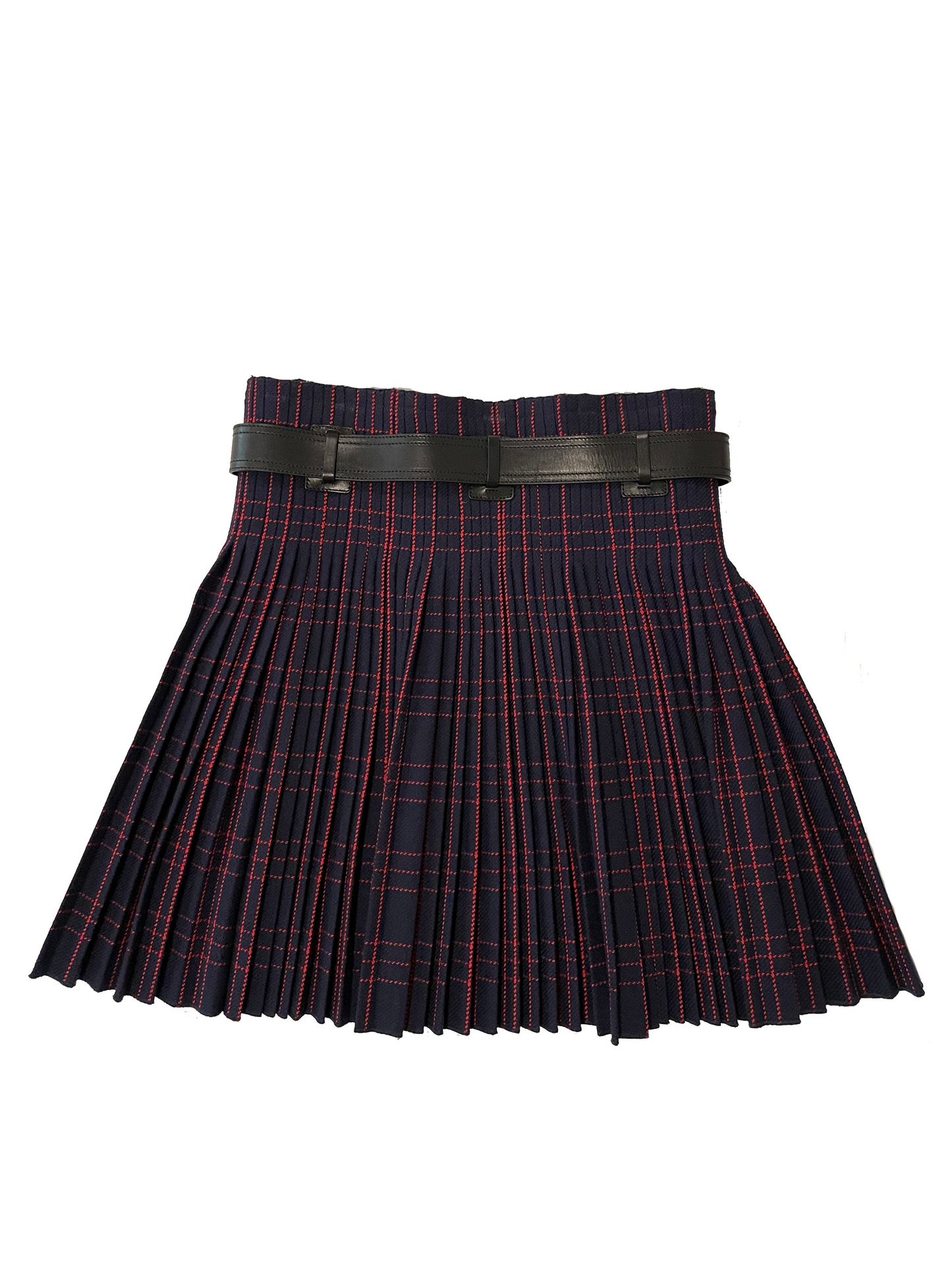 DIOR WOOL TARTAN LOGO PLEATED KILT STYLE SKIRT