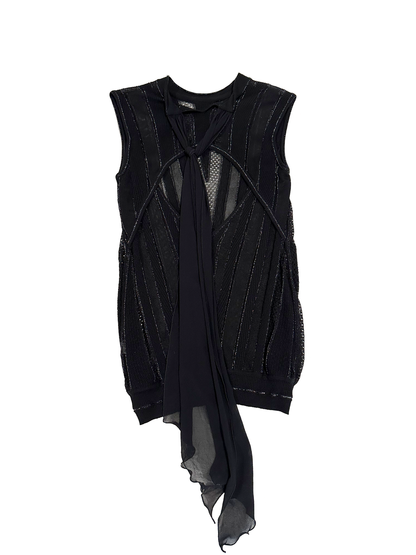 ROBERTO CAVALLI BLACK TOP W NECK SCARF