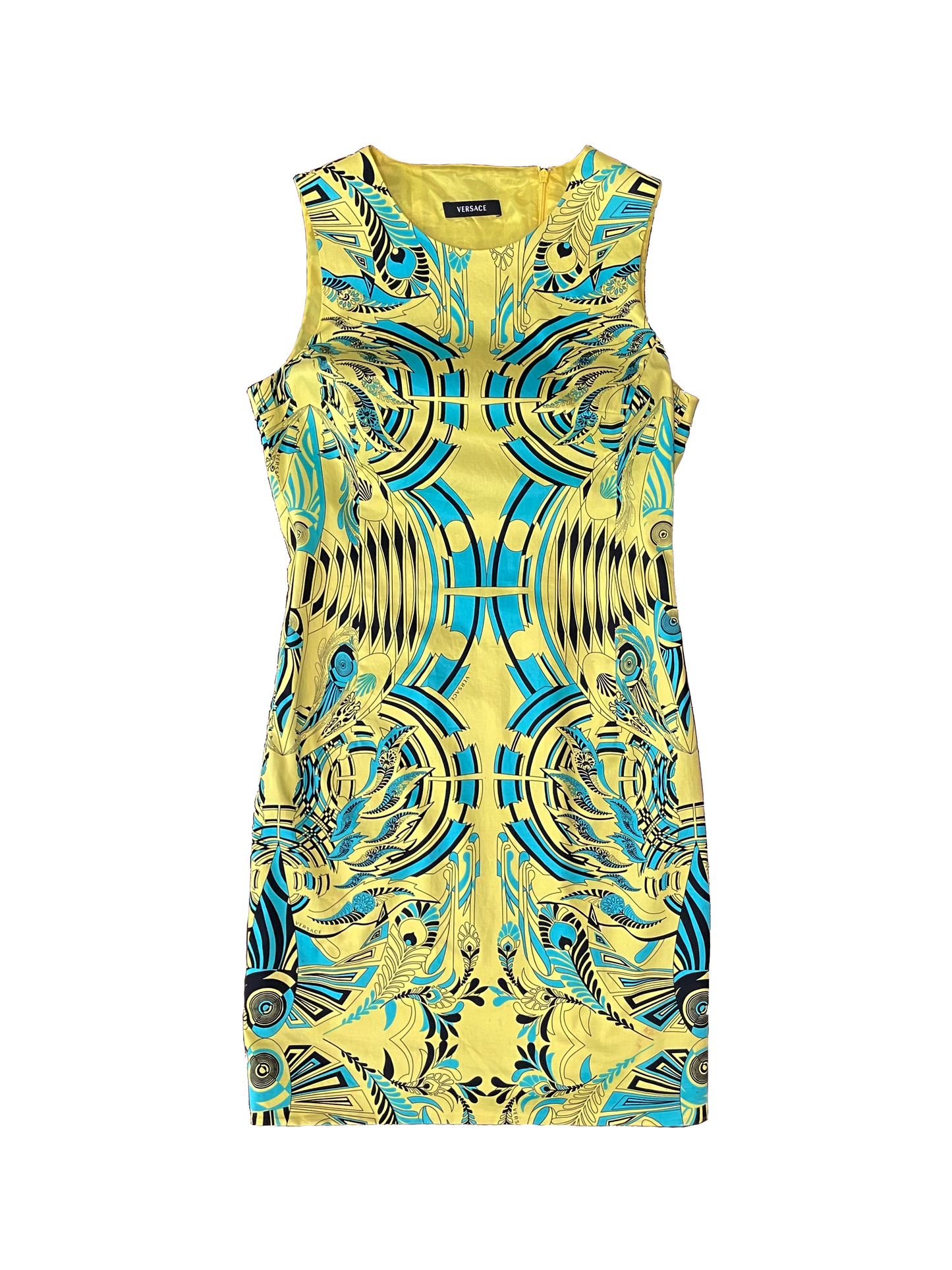 VERSACE PATTERNED DRESS -BLUE & YELLOW