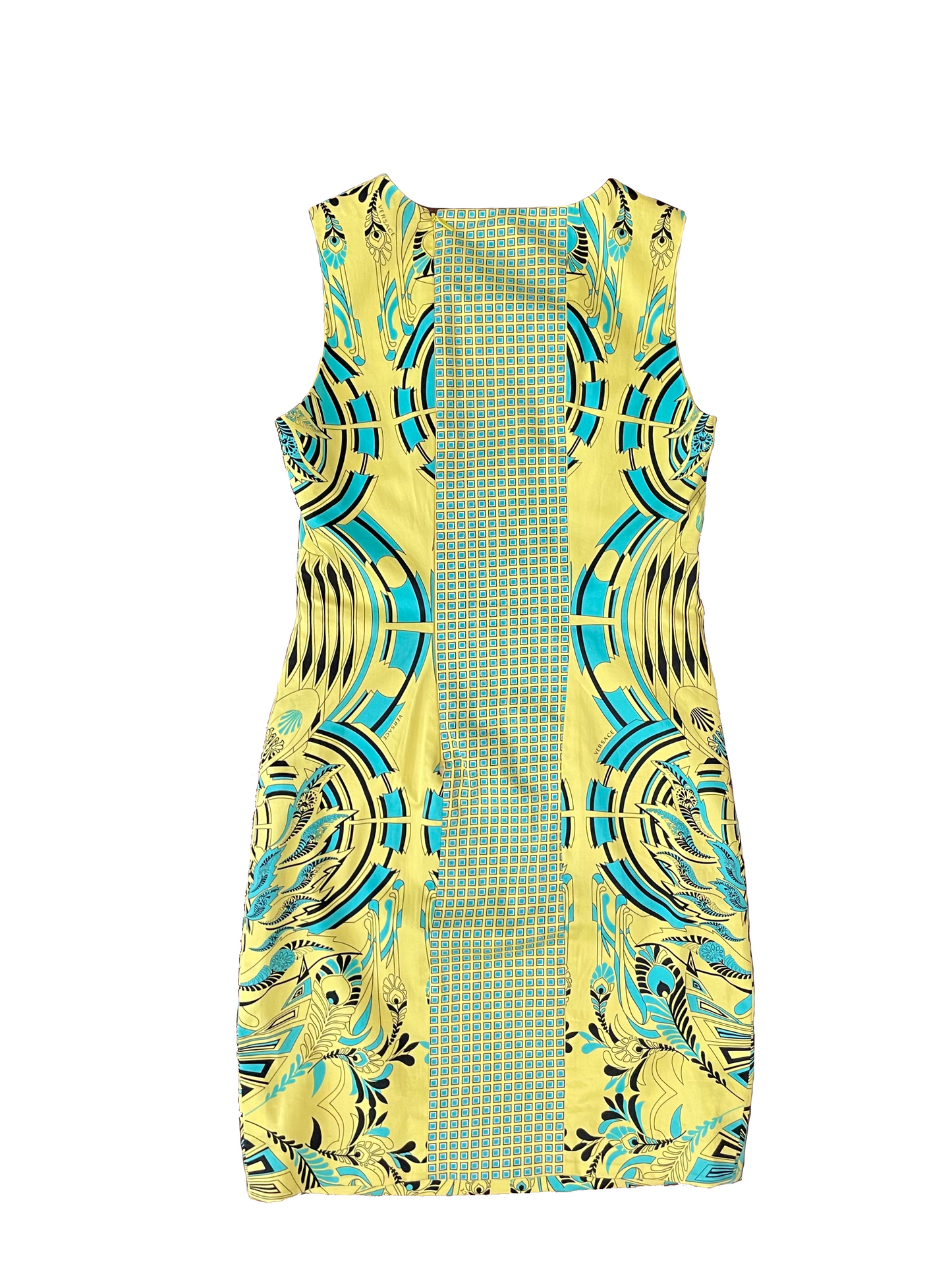 VERSACE PATTERNED DRESS -BLUE & YELLOW